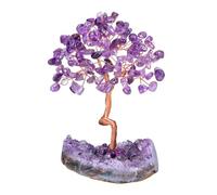JSDDE Amethyst Crystal Healing Stone Tree with Amethyst Cluster Base Feng Shui Crystal Money Tree for Positive Energy Home Decoration Gifts