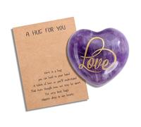 JSDDE Amethyst Crystal Heart Stone A Hug Small Gifts Good Luck Gifts Long Distance Relationship Friendship Gifts for Women Love Stone Present for Valentine's Day