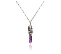 JSDDE Amethyst Crystal Hexagonal Point Necklace for Women Healing Crystals Gemstone Pendant Necklaces Jewellery Gift for Women Christmas Birthday