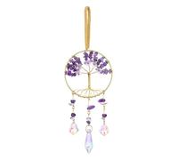 JSDDE Amethyst Crystal Tree Life Hanging Ornament Flower Healing Crystal Gemstone Glass Suncatcher for Home Garden Window Wall Decoration Gifts