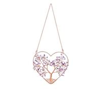 JSDDE Amethyst Crystal Tree Life Hanging Ornament Heart Healing Crystal Gemstone Hanging Decoration for Home Garden Window Wall Gifts