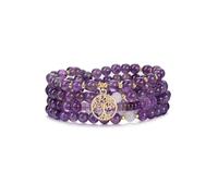 JSDDE Amethyst Crystal Tree Life Necklace 108 Mala Prayer Beads Wrap Bracelet Healing Crystal Gemstone Necklaces Jewelry for Women Men Yoga Meditation