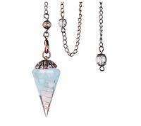 JSDDE Aquamarine Crystal Dowsing Pendulum Reiki Healing Hexagonal Faceted Point Gemstone Pendulums for Dowsing Scrying