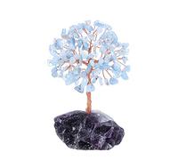 JSDDE Aquamarine Crystal Healing Crystals Gemstones Feng Shui Natural Tumbled Stones Money Life Tree Figurines