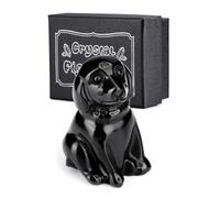 JSDDE Black Obsidian Crystal Dog Figurine Healing Gemstone Lucky Cute Stone Dogs Statue Ornament for Dog Lovers Home Office Crystals Dog Gifts