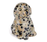 JSDDE Dalmation Spot Jasper Crystal Dog Figurine Healing Gemstone Lucky Cute Stone Dogs Statue Ornament for Dog Lovers Home Office Crystals Dog Gifts