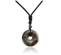 JSDDE Dragon Blood Jasper Crystal Donut Pendant Necklace Reiki Healing Stone Lucky Coin Necklaces for Women Men Gift