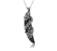 JSDDE Dragon Necklace for Men Women Black Obsidian Healing Crystal Necklaces Natural Gemstone Point Pendant Necklace Jewellery Gift
