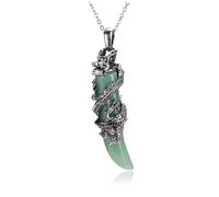 JSDDE Dragon Necklace for Men Women Green Aventurine Healing Crystal Necklaces Natural Gemstone Point Pendant Necklace Jewellery Gift