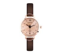 JSDDE Easy Reader Women Arabic Numerals Analogue Quartz Watch Thin Strap PU Leather Wrist Watch for Ladies Girls Coffee