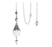 JSDDE Gemstone Pendulum Amethyst Pendulum Vintage Pendant with Chain Meditation Jewellery for Yoga Reiki Healing Dowsing Scrying Balance Divination (Rock Crystal)