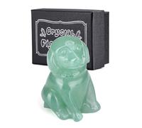 JSDDE Green Aventurine Crystal Dog Figurine Healing Gemstone Lucky Cute Stone Dogs Statue Ornament for Dog Lovers Home Office Crystals Dog Gifts