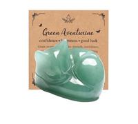 JSDDE Green Aventurine Crystal Sleeping Cat Figurine for Lovers - Cute Gemstone Ornaments for Home Office - Statue Gifts