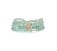 JSDDE Green Aventurine Crystal Tree Life Necklace 108 Mala Prayer Beads Wrap Bracelet Healing Crystal Gemstone Necklaces Jewelry for Women Men Yoga Meditation
