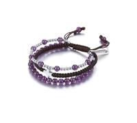 JSDDE Healing Crystal Bracelet for Men Women 3 in 1 Amethyst Crystal Gemstone Beads Bracelets with Blessed Cross Charm Luck Jewelry Gift