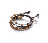 JSDDE Healing Crystal Bracelet for Men Women 3 in 1 Crystal Gemstone Beads Bracelets with Blessed Cross Charm Luck Jewelry Gift
