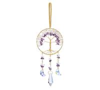 JSDDE Healing Crystal Life Tree Suncatcher Rainbow Makers Glass Amethyst Crystals Sun Catchers Hanging Ornament for Windows Home Garden Decor