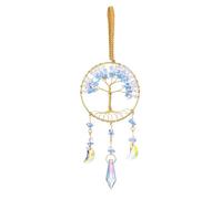 JSDDE Healing Crystal Life Tree Suncatcher Rainbow Makers Glass Aquamarine Crystals Sun Catchers Hanging Ornament for Windows Home Garden Decor
