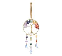 JSDDE Healing Crystal Life Tree Suncatcher Rainbow Makers Glass Chakra Crystals Sun Catchers Hanging Ornament for Windows Home Garden Decor