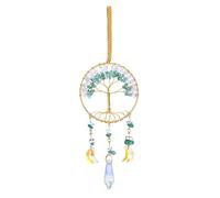 JSDDE Healing Crystal Life Tree Suncatcher Rainbow Makers Glass Green Aventurine Crystals Sun Catchers Hanging Ornament for Windows Home Garden Decor