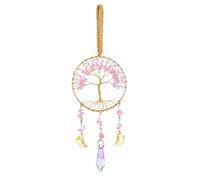 JSDDE Healing Crystal Life Tree Suncatcher Rainbow Makers Glass Rose Quartz Crystals Sun Catchers Hanging Ornament for Windows Home Garden Decor