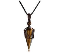 JSDDE Healing Crystal Pendant Necklace Hexagonal Stone Pointed Gemstone Necklace with Chain (Tiger Eye)