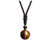 JSDDE Healing Crystal Round Stone Bead Pendant, Natural Gemstone Necklace for Men Women
