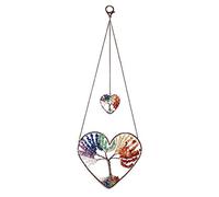 JSDDE Heart 7 Chakra Healing Crystal Life Tree Hanging Ornament Wire Quartz Gemstone Wall Hanger Home Office Windows Decoration Meditation Balancing
