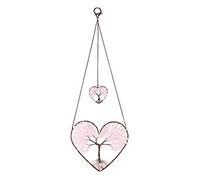 JSDDE Heart Rose Quartz Healing Crystal Life Tree Hanging Ornament Wire Quartz Gemstone Wall Hanger Home Office Windows Decoration Meditation Balancing