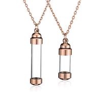JSDDE Jewellery 2 Memorial Pendant Necklace Set Pair Chain Urn Pendant for Opening Locket Pendant Thanks Ash Hair Flower Pendant with 24 Inch Chain, Metal Acrylic, No Gemstone