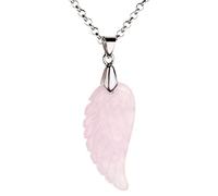 JSDDE Jewellery Charms Angel Wings Pendant Made of Healing Stones Gemstone with Necklace Wing Pendant Lucky Charm Pendant Jewellery for Women rose quartz