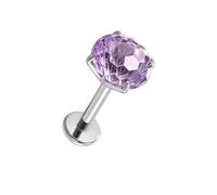 JSDDE Labret Piercing Studs F136 Titanium Stud Earrings with 6 mm Faceted Zirconia Helix Piercings Silver Cartilage Tragus Piercing Conch Ear Piercing 1.2 mm/16ga Pack of 2, one size, Titanium Cubic