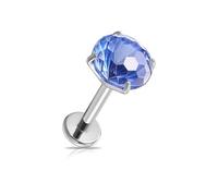 JSDDE Labret Piercing Studs F136 Titanium Stud Earrings with 6 mm Faceted Zirconia Helix Piercings Silver Cartilage Tragus Piercing Conch Ear Piercing 1.2 mm/16ga Pack of 2, one size, Titanium Cubic