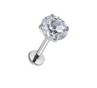 JSDDE Labret Piercing Studs F136 Titanium Stud Earrings with 6 mm Faceted Zirconia Helix Piercings Silver Cartilage Tragus Piercing Conch Ear Piercing 1.2 mm/16ga Pack of 2, one size, Titanium Cubic