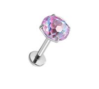 JSDDE Labret Piercing Studs F136 Titanium Stud Earrings with 6 mm Faceted Zirconia Helix Piercings Silver Cartilage Tragus Piercing Conch Ear Piercing 1.2 mm/16ga Pack of 2, one size, Titanium Cubic