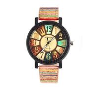 JSDDE Ladies'/Men's Wristwatch Retro Style Colourful Stripes Wood Cork Pattern Polyurethane Leather Analogue Quartz