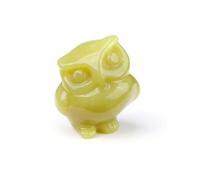 JSDDE Lemon Jade Crystal Owl Figurine Ornament Gifts, Hand Carved Gemstone Owl Statue Art Collectible Home Decor, Healing Crystals Owls Gift for Men Women Birthday Christmas
