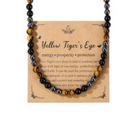 JSDDE Mens Necklace Crystal Obsidian Tiger Eye Hematite Beads Necklaces for Men Natural Gemstone Necklace Jewelry Gift for Father Birthday 6MM