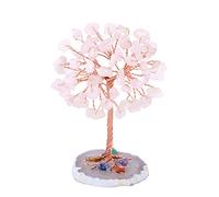 JSDDE Mini Crystal Healing Tumble Stone Life Feng Shui Gemstones Agate Money Tree Figurines Ornament (Rose Quartz)