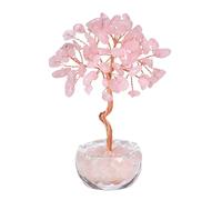 JSDDE Mini Crystal Tree Gifts Rose Quartz Crystals Stone Tree Home Decor Gemstone Tree for Positive Energy Fengshui Tree House Warming Gift