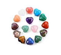 JSDDE Multicolour Natural Crystal Heart Gemstone Healing Crystal Love Palm Stones Gifts for Women Men Home Decoration 15pcs