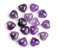 JSDDE Natural Amethyst Crystal Heart Gemstone Healing Crystal Love Palm Stones Gifts for Women Men Home Decoration 15pcs