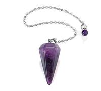JSDDE Natural Amethyst Gemstone Crystal Pendulum - Dowsing, Scrying, Healing