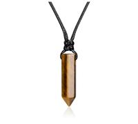 JSDDE Natural Tiger Eye Crystal Necklace for Women Wen Reiki Healing Hexagonal Point Crystals Stone Pendant Necklaces Jewellery