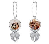 JSDDE Personalised Photo Printed Car Hanging Pendant Customized Double Side Picture Engraving Hanging Ornament for Car Mirror Gift Silver