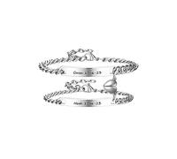 JSDDE Personalized Matching Bracelets For Couples Stainless Steel Customized Heart Attraction Bracelet for Boyfriend Girlfriend Memorial Valentines Gifts Silver