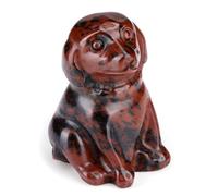 JSDDE Red Obsidian Crystal Dog Figurine Healing Gemstone Lucky Cute Stone Dogs Statue Ornament for Dog Lovers Home Office Crystals Dog Gifts