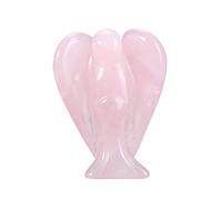 JSDDE Rose Quartz Crystal Angel Figurine Healing Gemstone Carved Mini Pocket Guardian Angels Statue Ornament Decoration 1.5 inch