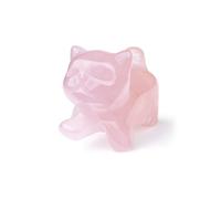 JSDDE Rose Quartz Crystal Cat Figurine Gifts, Cute Healing Crystal Gemstone Cats Statue Ornament for Home Office Decor, 1.5” Cats Gift for Women Men Christmas