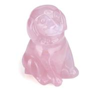 JSDDE Rose Quartz Crystal Dog Figurine Healing Gemstone Lucky Cute Stone Dogs Statue Ornament for Dog Lovers Home Office Crystals Dog Gifts